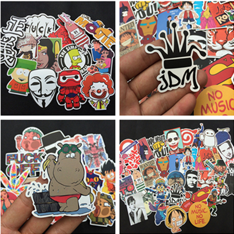 Image of 1-100pcs mixed decal Car Styling Skateboard Laptop Luggage Snowboard Car Fridge Phone DIY Vinyl Decal Motorcycle Sticker Covers