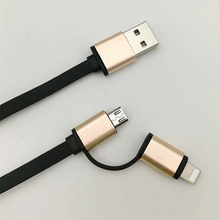 2 in 1 Aluminum Micro USB Cable 1M Charging Mobile Phone Cables For iPhone 6 5S 5 Charger ios Data For Samsung Galaxy Android