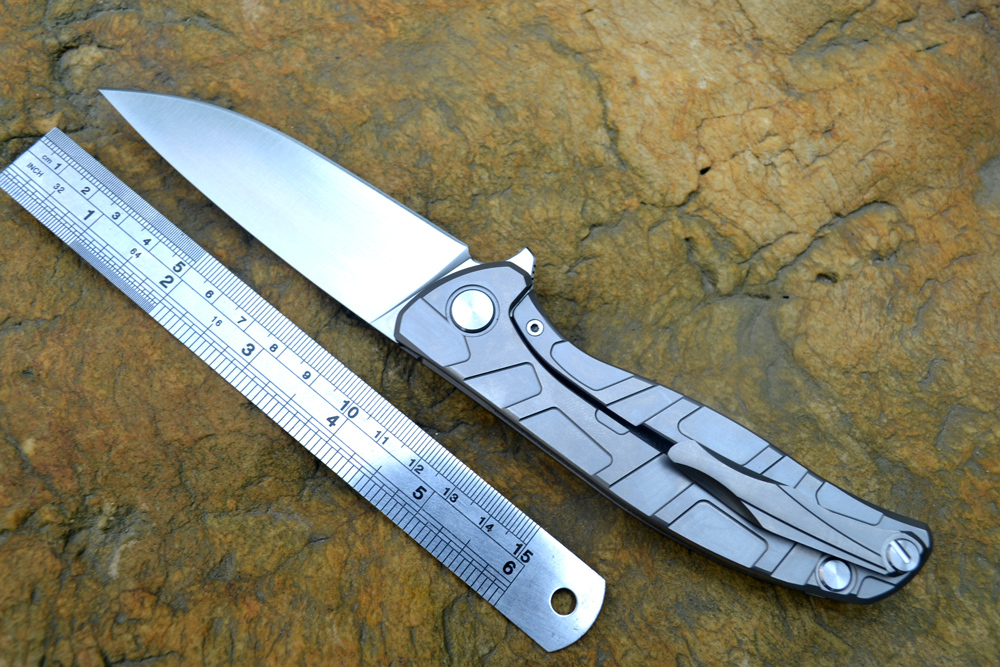 Shirogorov 95 tactical pocket knife Russian top folding Knife Satin finished blade ball bearing washer Ti