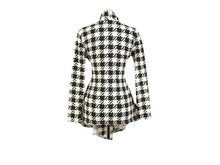 2015 Fashion Plus Size Spring Women s Long Sleeve Plaid Print Open Stitch Belt Peplum Slim