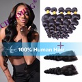 Charming Brazilian Loose Wave Unprocessed Virgin Hair With Closure Cheap Human Hair Bundles With Lace Closure