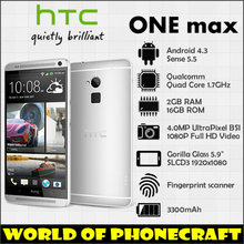 HTC ONE MAX 2G RAM 16G ROM 4 Cores smartphones 5.9″ Big Screen 1080P Fingerprint Scanner Android 4.4 4G LTE mobile phones