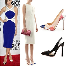 Ladies Brand Sexy High Heels Fashion Pointed Toe Patchwork Women Pumps Stiletto Slingbacks Heels Designer Shoes Woman