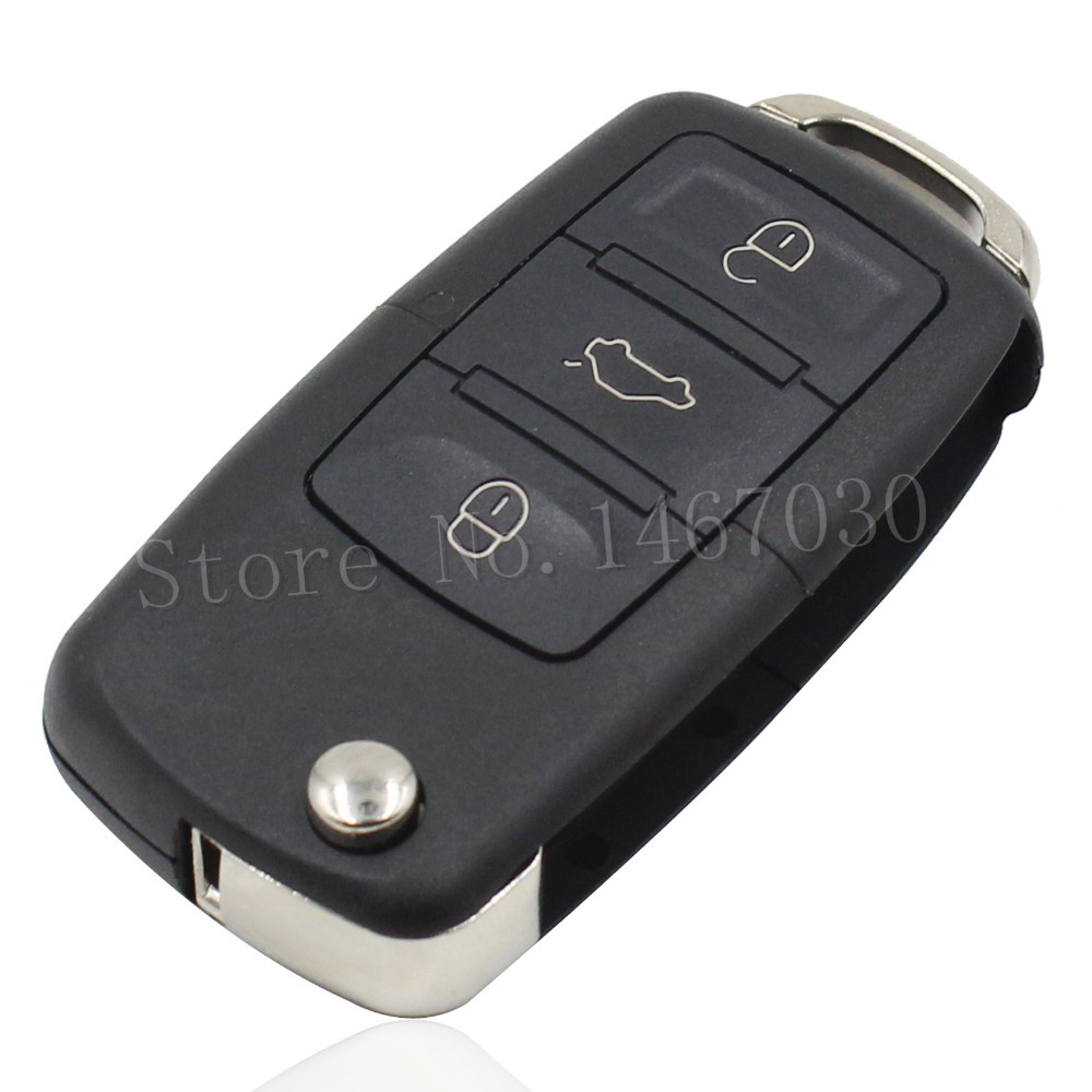 Folding 3 Buttons Car Remote Flip Key Shell Case Fob For Volkswagen Vw Jetta Golf Passat