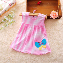 100 Cotton Summer Retail Baby Girls Dress Infant Clothing Sleeveless Printed Embroidery Baby Girl Dress Summer