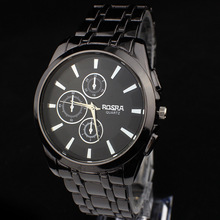 2015 nuevos relojes de acero moda negro acero de tungsteno hombres de negocios de los reloj dial grande personalizado cuarzo mira el envío gratis