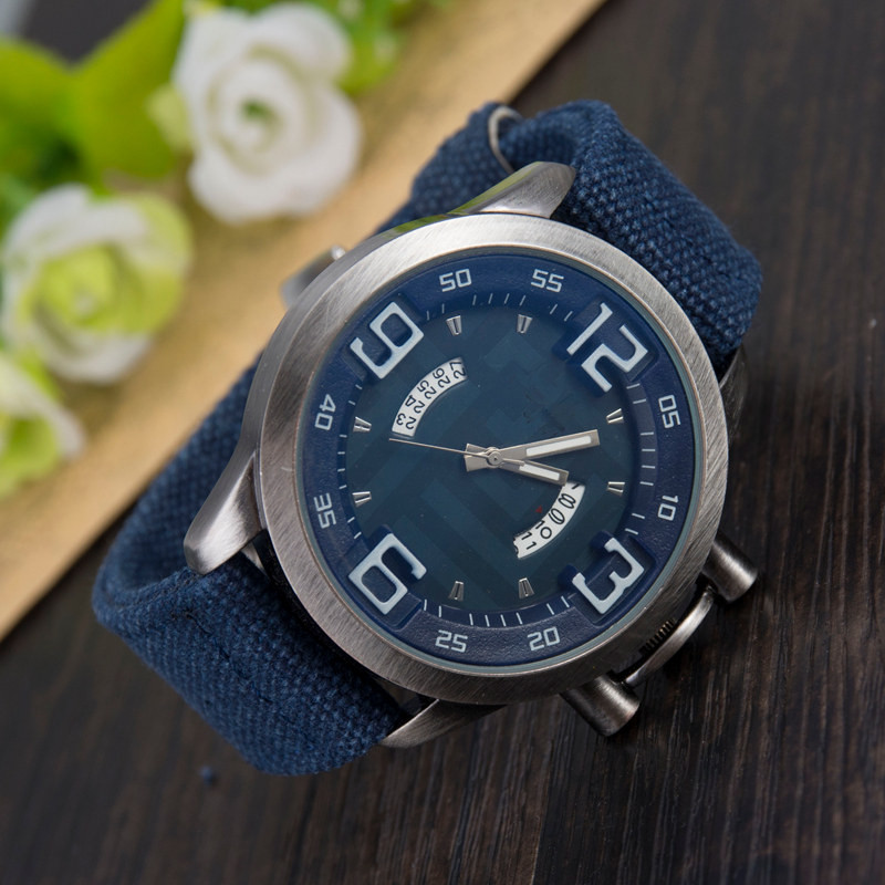 Image of BK Luxury Brand Vintage Denim Band Wristwatch 5 Colors Complete Calendar Sport Quartz Watch Men Watches 2016 W73