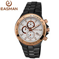 EASMAN Men Sport Watches Brand Date Quartz Watch Waterproof Brush Steel Chronograph Watches Black Mens Sports