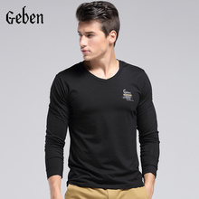 2015 Hot sale Men Slim Fit Cotton Lycra V Neck Long Sleeve Casual T Shir Tops