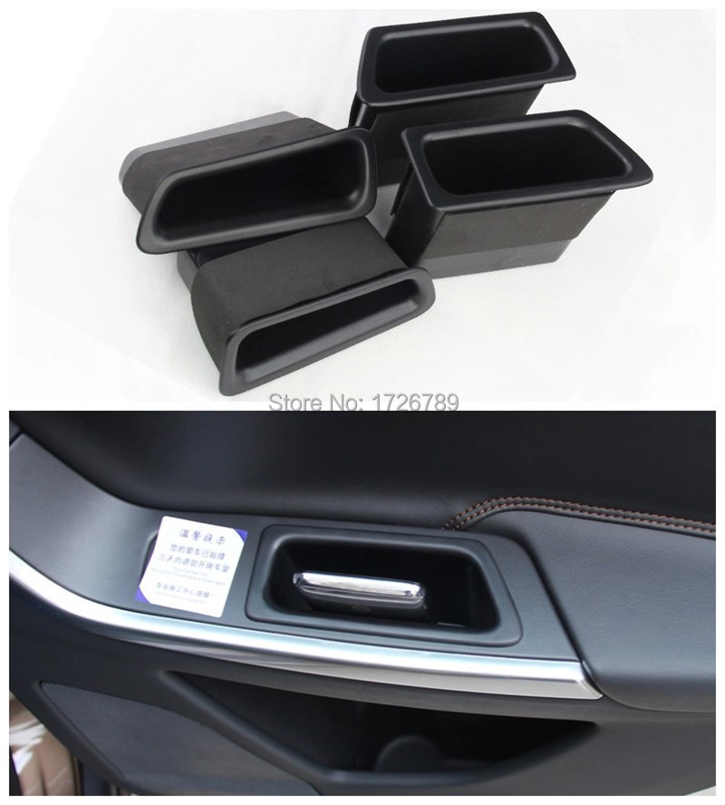 Image of 4pcs Front+Rear BLACK Car Door Armrest Box Handle Storage Glove Box Phone Holder Container For Volvo S60 V60 2011-2015