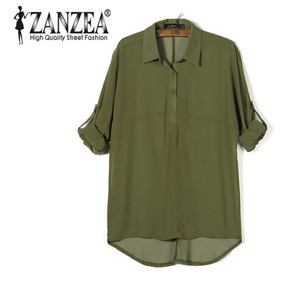 Blusas Femininas 2015 New Women Batwing Sleeve Turn-down Callor Chiffon Shirt Casual Loose Blouse 3 Colors Plus Size L-5XL