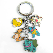 Anime Cartoon Pokemon Pikachu Eevee Keychains figures toys Key Chains Pendants boys Girls keyring toys Christmas Gifts