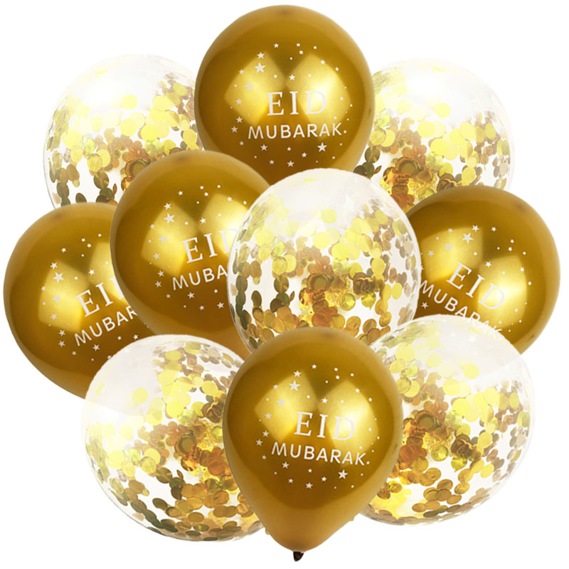 10 Globos Eid MUBARAK-Plata//Oro Metálico-Ramadán//celebración musulmana 10 pulgadas