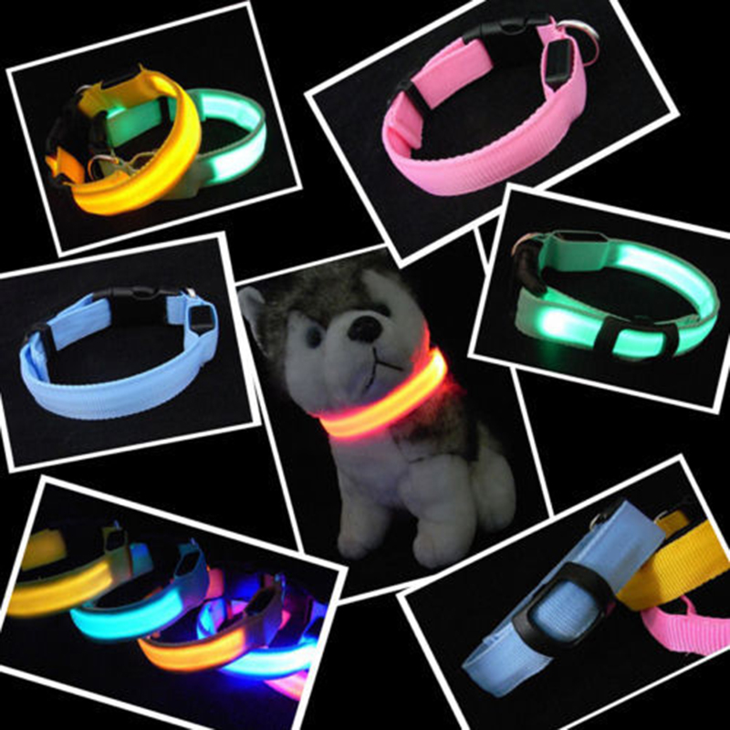 Image of Nylon Pet LED Dog Collar Night Safety LED Light-up Flashing Glow In The Dark Electric LED Pets Cat & Dog Collar Free Shipping