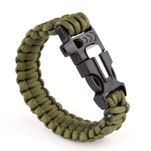 Outdoor Camping Men Self Rescue Paracord Parachute Cord Emergency Survival Bracelet Rope Kit with Flint Whistle