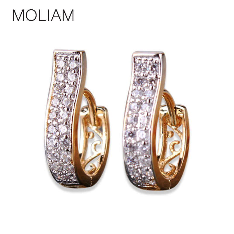 Image of MOLIAM High Quality Small Hoop Earrings For Women Crystals Zircon Earing Brinco Birthday Valentine Gift Jewellery Earings E105