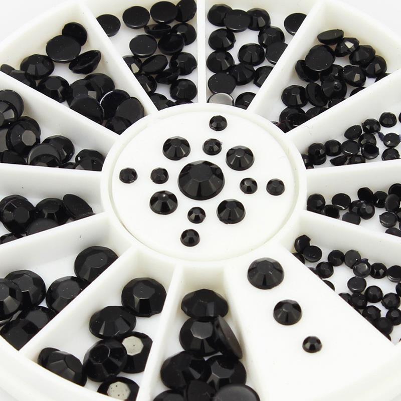 Image of DIY 4 Sizes Black Acrylic Glitter Nail Art Tips Gems Rhinestones For Nails Decoration Stickers Free Shipping