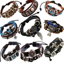 Vintage rope leather mens bracelets leather rope hand woven bracelet for men rope braided bracelet male female bracelet Jewelry