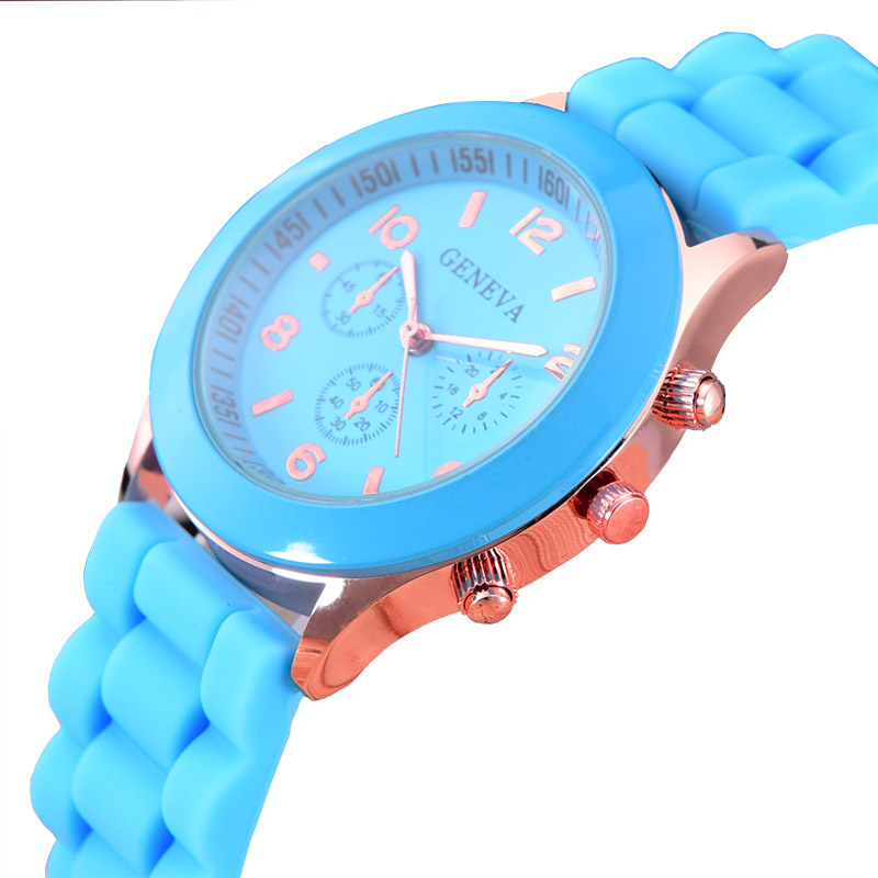 14 Colors Brand GENEVA Watch Silicone Quartz Analog Watches Jelly Women Dress Sports Clock Casual Wr