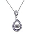 100 Real 925 Sterling Silver Jewelry Dancing CZ Crystal Pendant Necklace Women Jewelry Necklace
