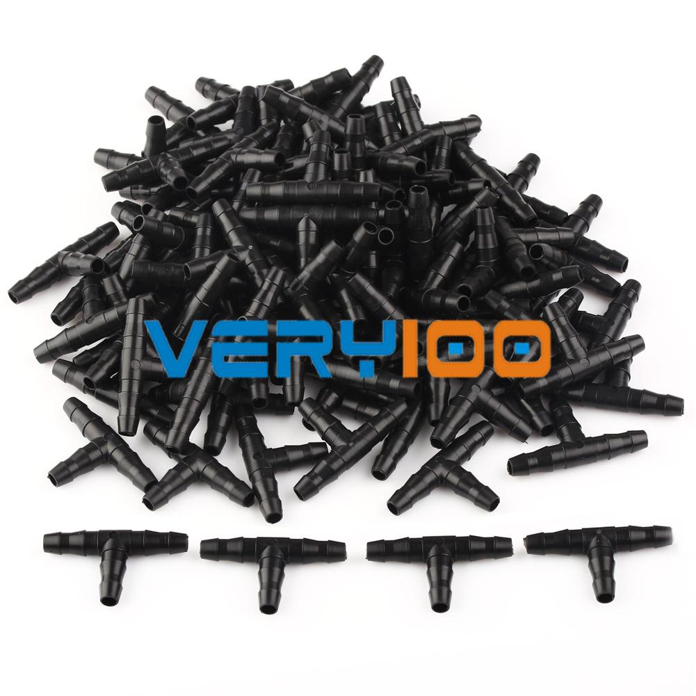 Image of 100pcs Irrigation Ploy Tee Pipe Barb Hose Fitting Joiner Drip System