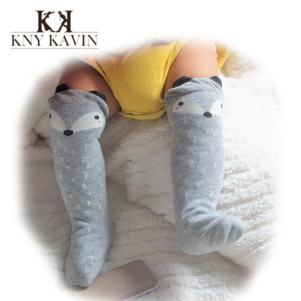 Fancy Designer grey kawaii cartoon fox Brand leg warmers baby Boys girls legging socks protectors for