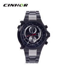 Speatak SP9018G deporte de moda hombres de acero inoxidable banda de cuarzo reloj de pulsera w / exhibición de la fecha – negro