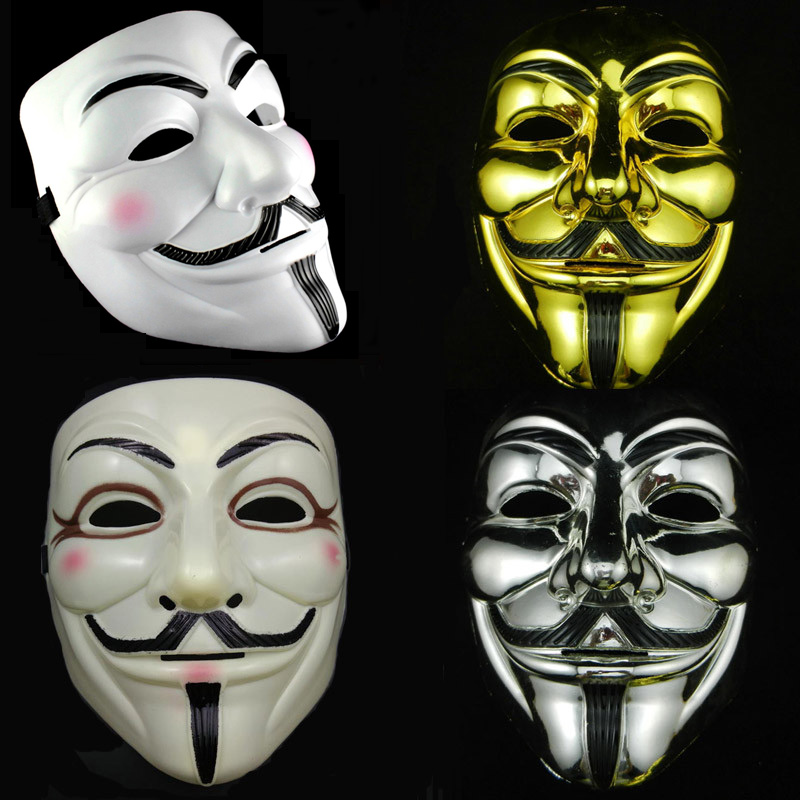 Image of 2016 New Halloween Plating V for Vendetta Mask Guy Fawkes Anonymous Fancy Dress Adult Costume Accessory Party Cosplay Masks
