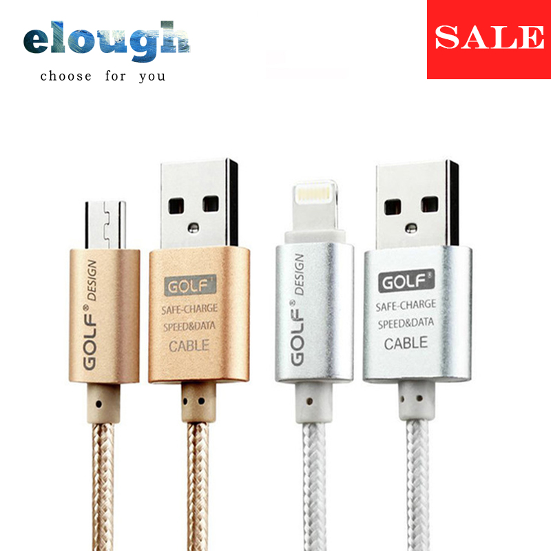 Image of GOLF original metal nylon braided 2m 3m mobile phone cables long charger micro usb cable For iPhone 5 5s 6 6s plus Samsung sony