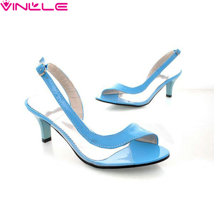 VINLLE new Ladies Ankle Strap Sandals Pointed Toe High Heels Shoes Women Pumps high-heeled Pumps size 34-46