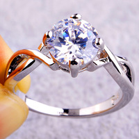 Free Shipping Wholesale Round Cut White Topaz 925 Silver Ring Size 6 7 8 9 10 Fashion Popular New Saucy Jewelry For Women