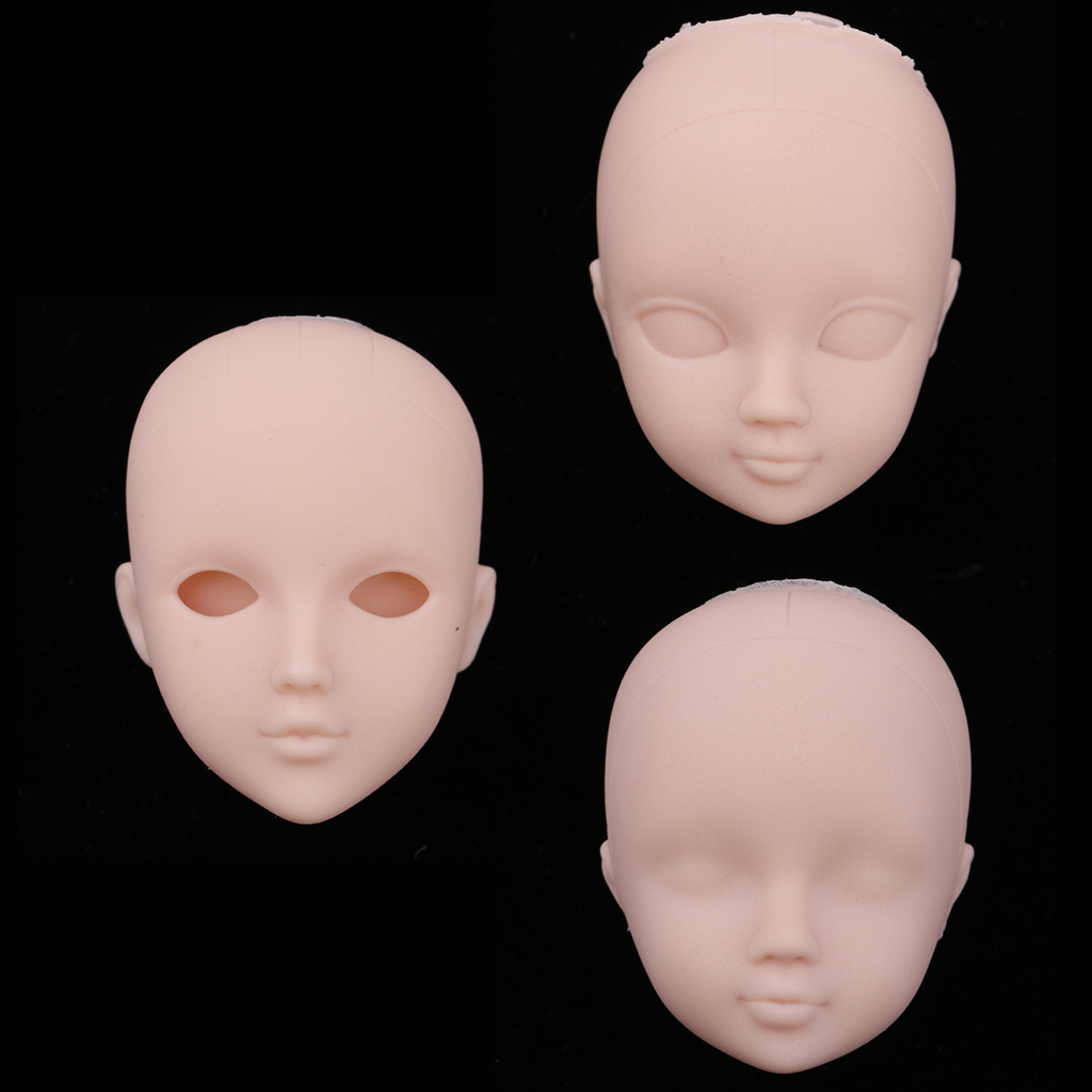 1:6 Female Doll Head Sculpt Black Hair for BJD Parts Kids Toys Ages 3+