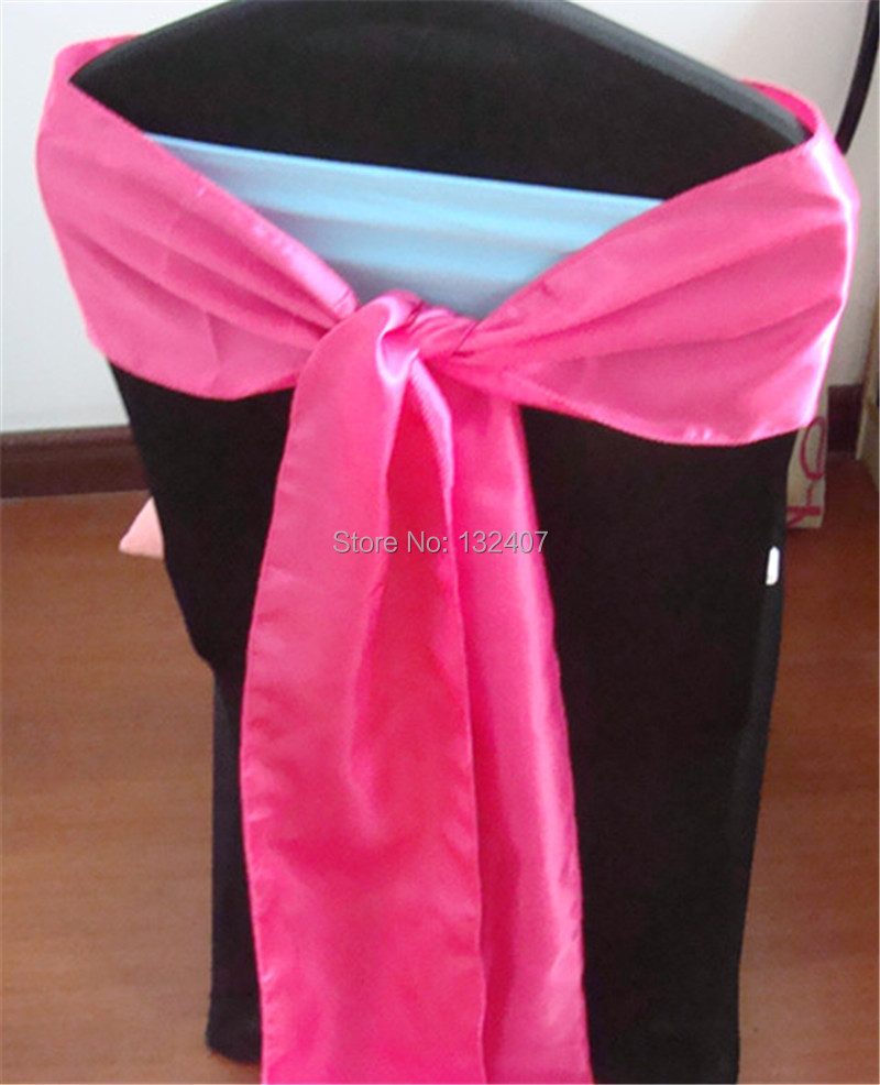 100pcs free shipping  chair covers sash for wedding/party/banquet  hot pink satin chair bows /sash  holiday supplier