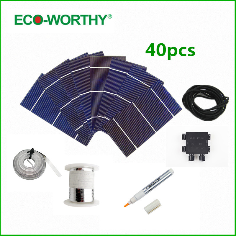 free shipping -40pcs 3x6 Solar Cells &200' bus wire&18' tab wire&1pc flux pen for DIY 70W 12V solar panel