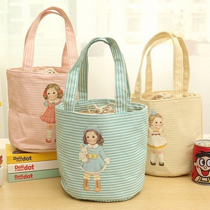 Image of Newest 2016 Little Girl Pattern Thermal Cooler Insulated Bento Pouch Lunch Bags Portable Organizer Lunch Storage