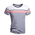 Summer Men Cotton T Shirt Casual O Neck Striped T shirt Men s Short Sleeve t