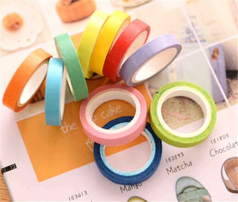 New Fashion Candy Color Washi Tape Accessories for Dokibook Notebook Planner Inner Pages 10PCS One Set12