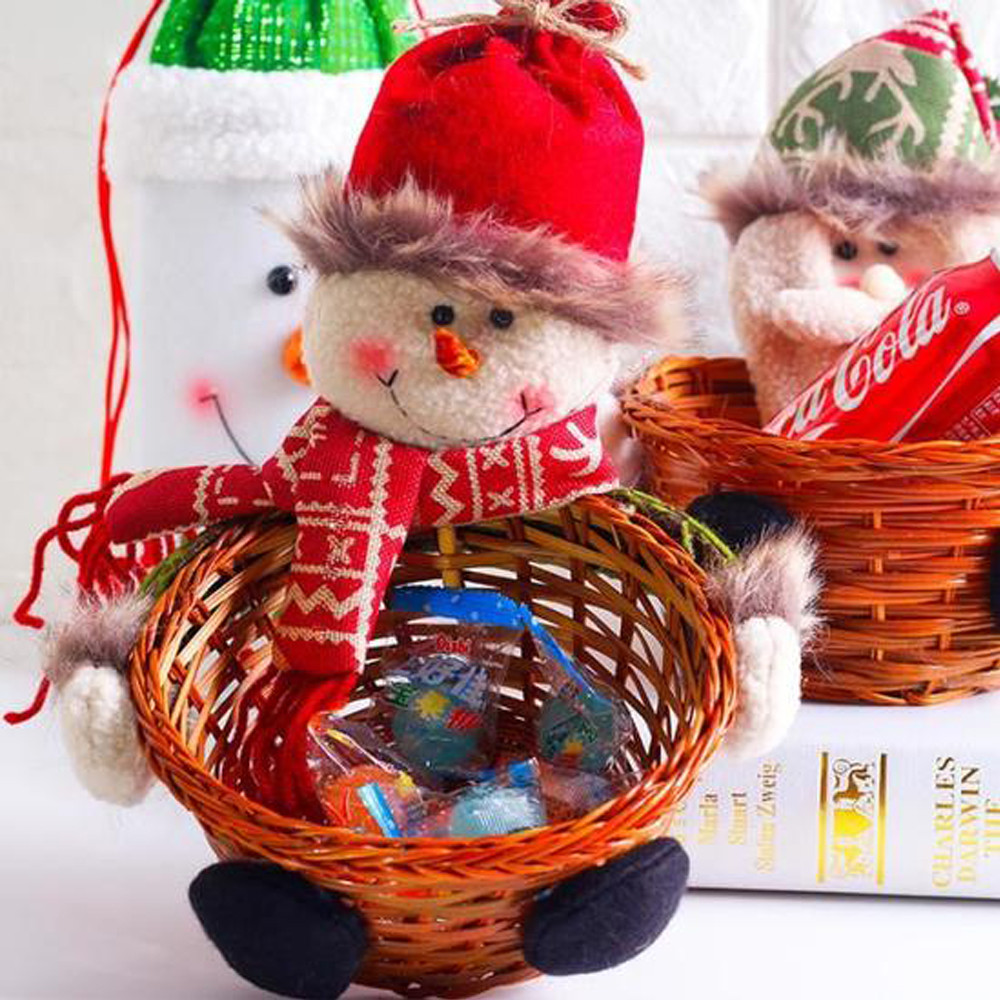 Christmas Candy Storage Basket Home Desktop Decoration Santa Claus