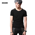 Men Rivet Short Sleeve T shirt Rock Stage Show Costumes Fashion Casual Slim Fit Male Tees