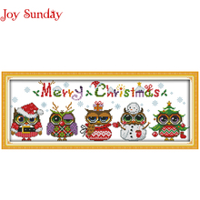 Christmas Owls patterns Counted Cross Stitch Cartoon Cross Stitch 11CT 14CT Cross-Stitch Kit Handmade Embroidery for Needlework