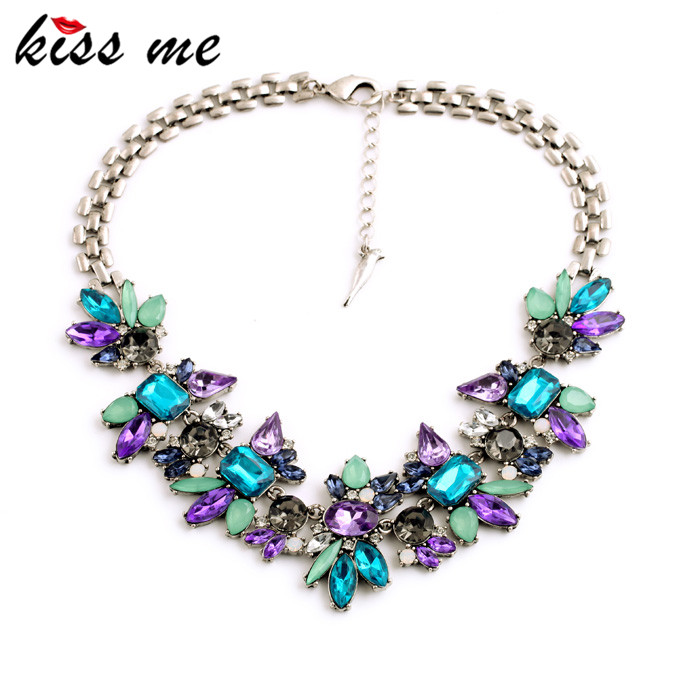 Image of Luxury Created Crystal Flower Pendants Statement Necklace 2015 Fashion Jewelry Women Accessories