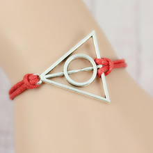 New Harry Potter Charm Bracelet New 2014 Hand woven 16 Colors Antique Silver Pendant Wax Rope
