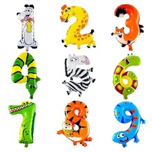 0-9 Number Foils, Animals Cartoon 16inch Mylar Balloon, for Party Birthday Decoration. number children air inflatable balloons
