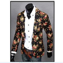 Fashion 2016 New Design Men Blazer Floral Suit Personality Casual Blazer For Men Blazer Slim Fit Jacket Men TOPS COAT
