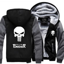 New Winter Jackets and Coats The Punisher hoodie Anime skull Hooded Thick Zipper Men Sweatshirts