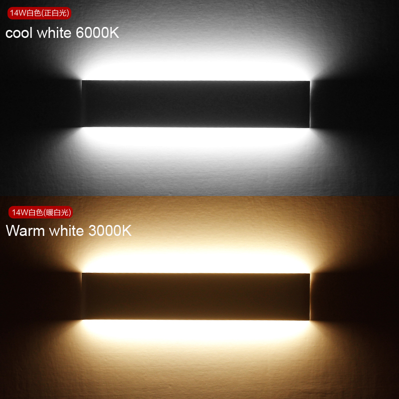 Modern 14W 41cm Long Aluminum Black / White LED Sconce Indoor Wall Lamps in bedroom as ...
