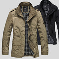2016 High Quality Zipper Button Pocket Plus Size M 5XL Jacket Mens Casual Stand Collar Badge