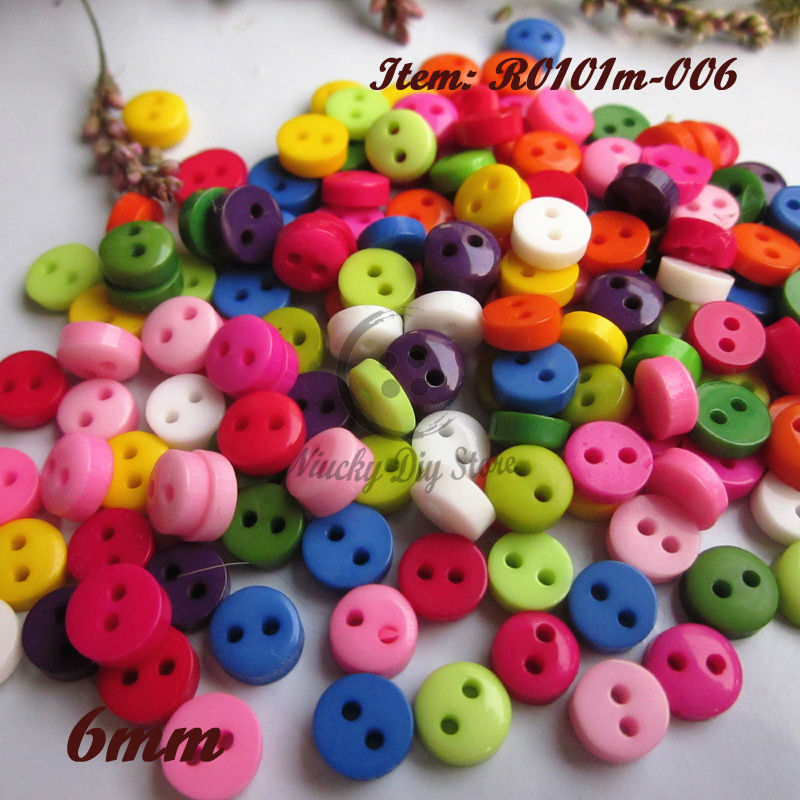 Image of 200pcs 6mm Mix color 2 holes round mini resin buttons craft scrapbooking accessories diy sewing buttons wholesale