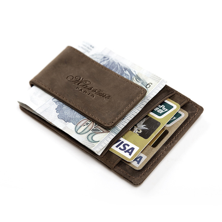 Image of teemzone Men Genuine Leather Wallet Business Casual Credit Card ID Holder with Strong Magnet Money Clip