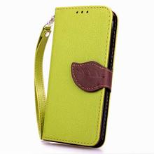Genuine Leather Card Holder Stand Magnetic Flip Cases Shell Leaf Wallet+Lanyard Phone Case For Samsung Galaxy Grand Prime G530